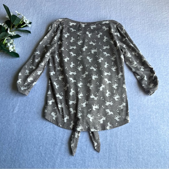 Lily Bleu Sz 8 Girl’s Unicorn 3/4 Ruched Sleeves Gray - Picture 6 of 9